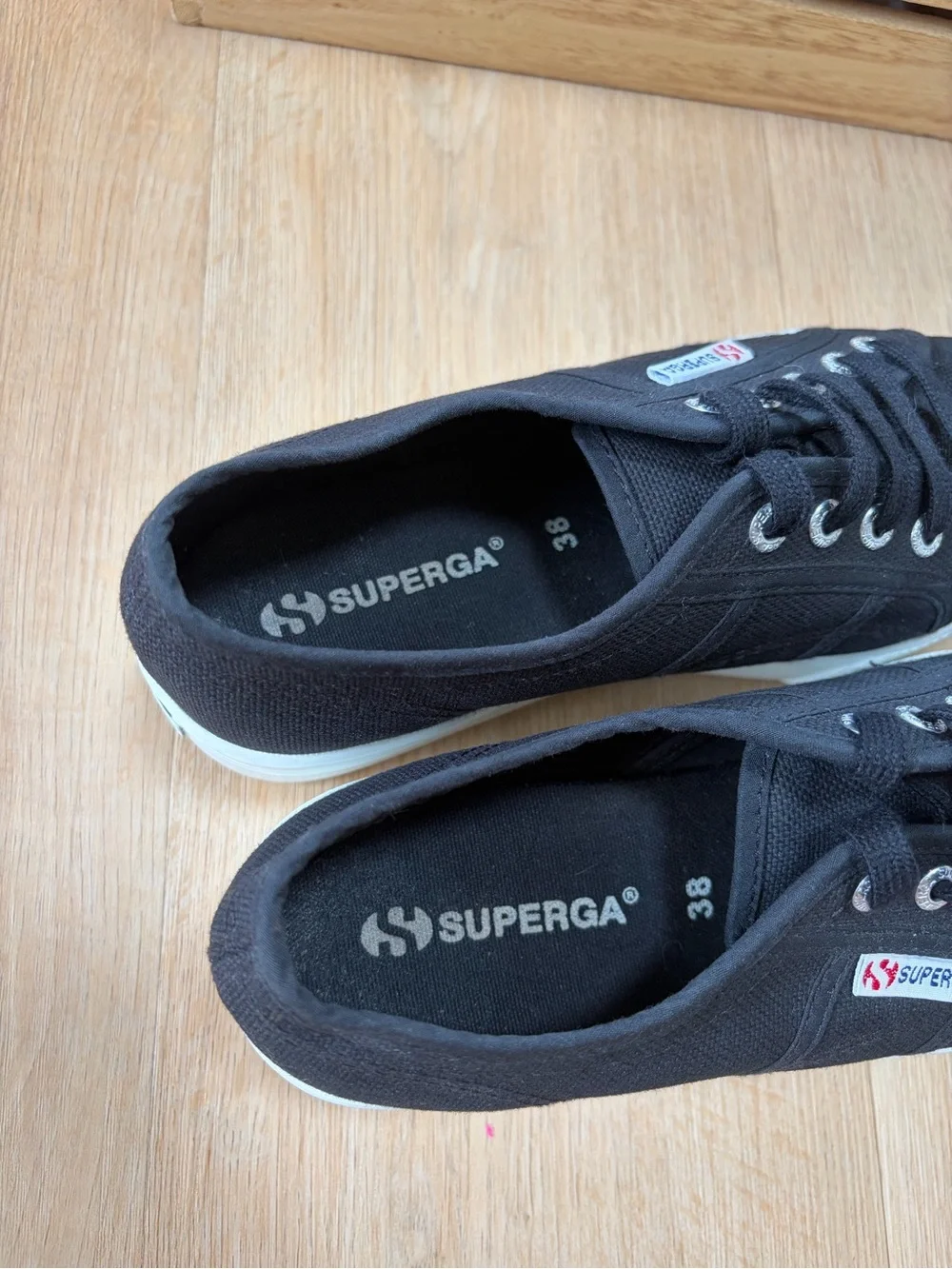 Superga Black Canvas Platform Sneakers